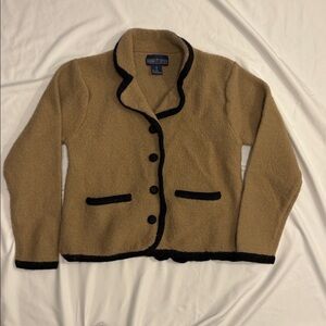 Vintage Tan and Black Women's Cardigan Sweater